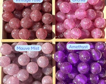 Glitter Dust 16mm High Quality Resin Beads - 20 Pcs.
