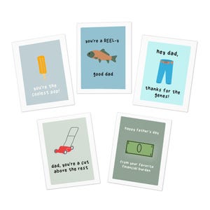 Set van 5 Vaderdagkaarten Handgetekende kaart voor vader Leuke Vaderdagkaart grappig schattig schoon kaart om aan papa te geven