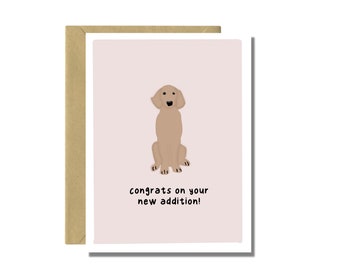 Congrats On Your New Addition Greeting Card Golden Retriever Card New Dog Card New Family Member Card Adoption Card Pet Card
