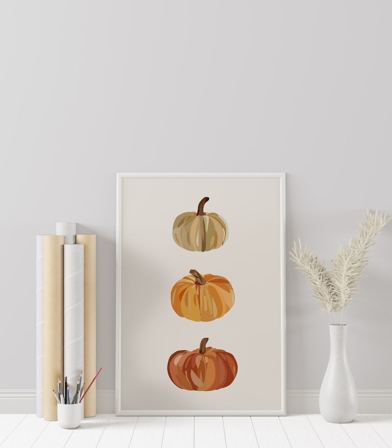 Pumpkin Set Fall Decor Pumpkin Printable Wall Art Fall Wall - Etsy