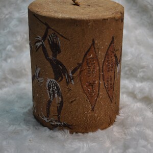 Original African candle with motif Africa in pillar shape