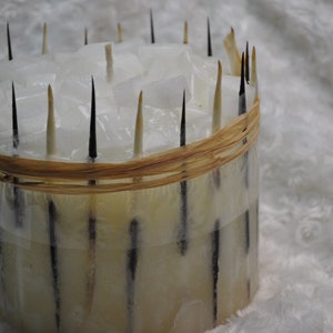 Original African decorative candle decorated with porcupine bristles XXL