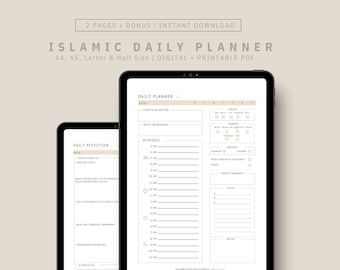 Islamic Daily Planner | Digital & Printable Planner| Islam Focused | Daily Schedule with Focus on Muslim Habits | Instant Download.