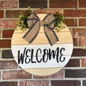 Welcome Door Hanger | Front Door | Welcome | All Year | Wreath | Front Door Decor | Welcome Sign | Front Door Sign | Black and White | Sign