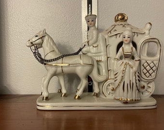 Rococo Inspired Porcelain Victorian Carriage Figurine