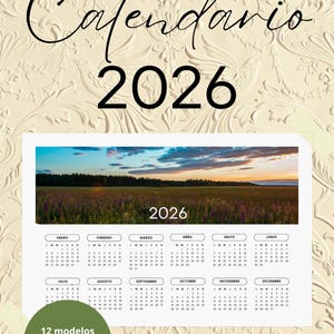 Calendario 2026 Imprimible A4 Horizontal - 12 Modelos Minimalistas - Paisajes