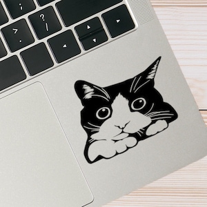 Black Cat Outline Peeking Decal | Vinyl Car Decal | Window Decal | Laptop Decal | Vinyl Sticker