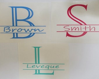 Split Letter Monogram Decal | Custom Name Decal | Vinyl Car Decal | Window Decal | Laptop Decal | Personalized Vinyl Sticker