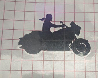 Motorcycle Lady Decal | Vinyl Car Decal | Window Decal | Laptop Decal | Vinyl Sticker
