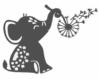 Elephant Dandelion Decal  | Vinyl Car Decal | Window Decal | Laptop Decal | Vinyl Sticker