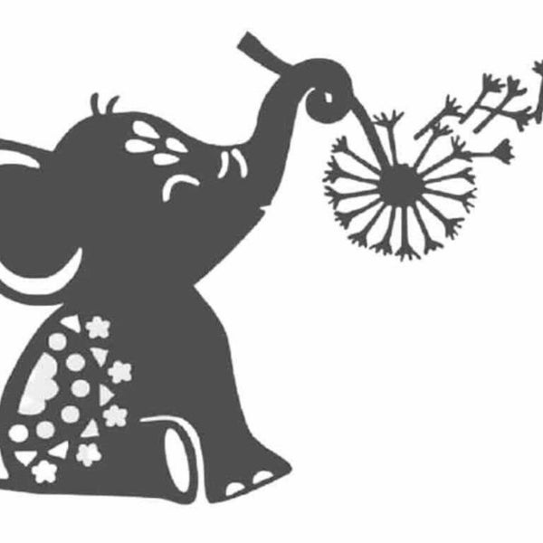 Elephant Dandelion Decal  | Vinyl Car Decal | Window Decal | Laptop Decal | Vinyl Sticker