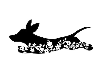 Floral Dachshund Decal | Vinyl Car Decal | Window Decal | Laptop Decal | Vinyl Sticker
