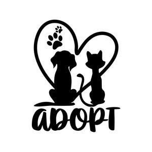 Adopt Cat and Dog Decal | Vinyl Car Decal | Window Decal | Laptop Decal | Vinyl Sticker