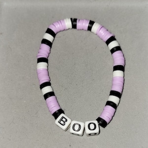 Boo Bracelet, Halloween Bead Bracelet, Beaded Bracelet ,  Stretchy Bracelet