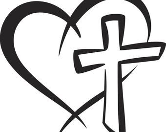 Cross Heart Decal | Vinyl Car Decal | Window Decal | Laptop Decal | Vinyl Sticker
