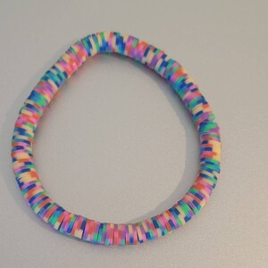 Rainbow Heishi Bead Bracelet, Clay Bead Bracelet, Beaded Bracelet ,  Stretchy Bracelet