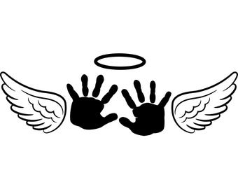 Baby Hands Angel Wings Decal | Personalized Memorial Decal | Vinyl Car Decal | Window Decal | Laptop Decal | Vinyl Sticker