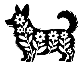 Floral Corgi Dog Decal | Vinyl Car Decal | Window Decal | Laptop Decal | Vinyl Sticker
