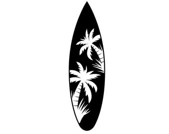 Surfboard Palm Tree Decal | Vinyl Car Decal | Window Decal | Laptop Decal | Vinyl Sticker
