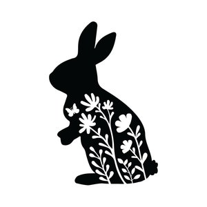 Floral Rabbit Bunny Decal | Vinyl Car Decal | Window Decal | Laptop Decal | Vinyl Sticker