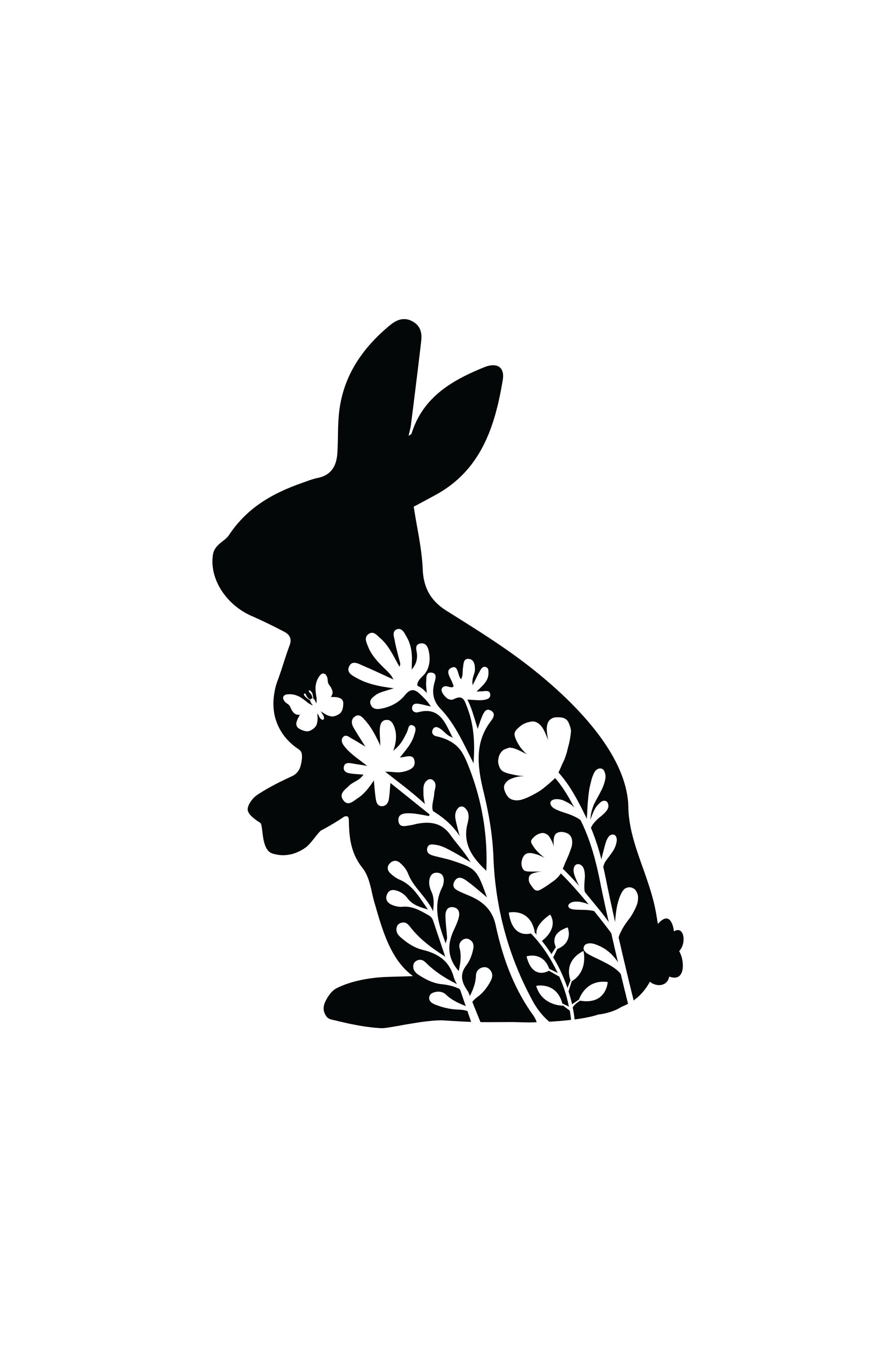 Floral Rabbit Bunny Decal | Vinyl Car Decal | Window Decal | Laptop ...