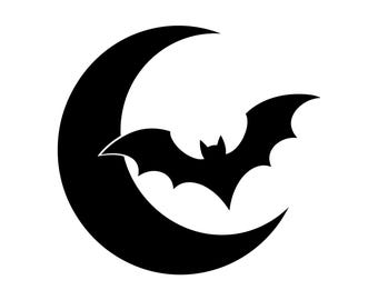 Bat and Moon Decal | Vinyl Car Decal | Window Decal | Laptop Decal | Vinyl Sticker