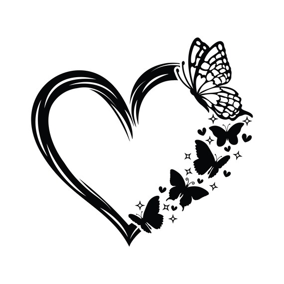 Cute Butterfly Heart Vinyl Decal - For Car, Laptop, Truck Window - Self-Adhesive Sticker