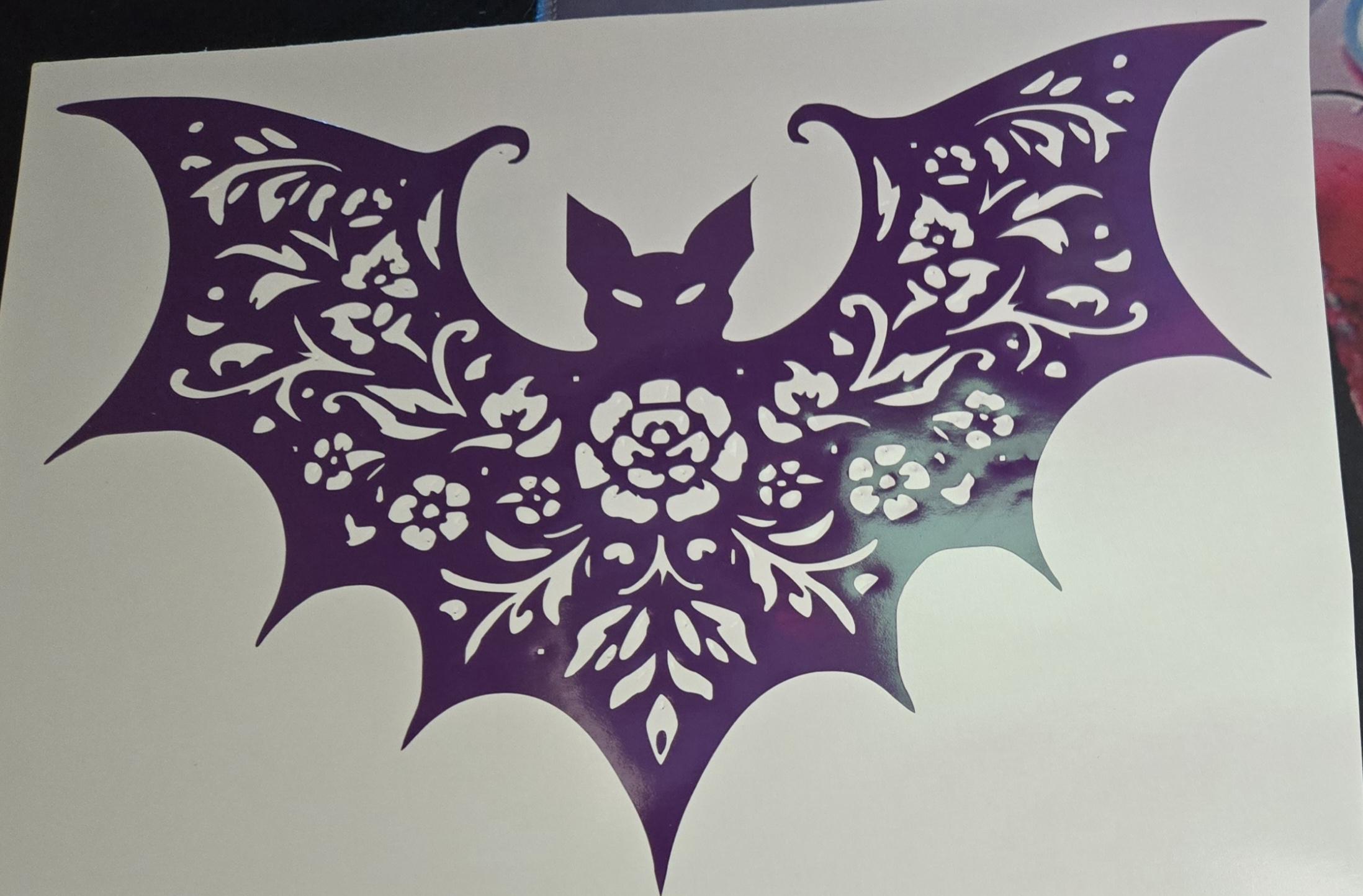 Floral Bat Decal | Vinyl Car Decal | Window Decal | Laptop Decal ...