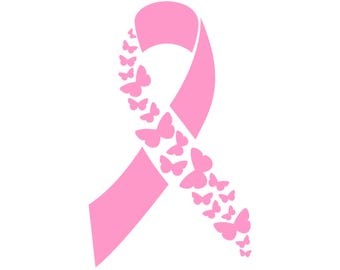 Breast Cancer Ribbon Butterflies Decal | Vinyl Car Decal | Window Decal | Laptop Decal | Vinyl Sticker