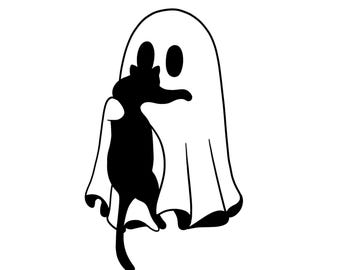 Ghost Holding Cat Decal | Vinyl Car Decal | Window Decal | Laptop Decal | Vinyl Sticker