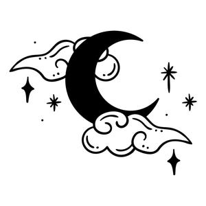 Crescent Moon Clouds Decal | Vinyl Car Decal | Window Decal | Laptop Decal | Vinyl Sticker