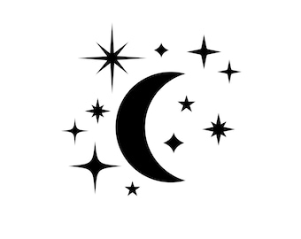 Moon Stars Decal | Vinyl Car Decal | Window Decal | Laptop Decal | Vinyl Sticker