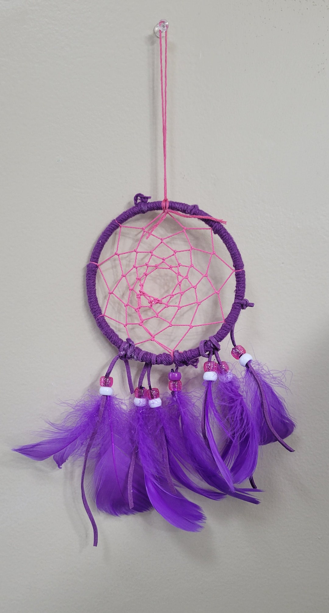 Purple Dream Catcher, Handmade Dream Catcher, Wall Art, Wall Hanging Decor Etsy