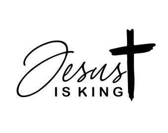 Jesus Is King Cross Decal | Vinyl Car Decal | Window Decal | Laptop Decal | Vinyl Sticker