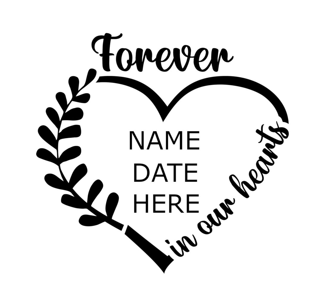 Forever in Our Hearts Memorial Decal | Personalized Memorial Decal ...