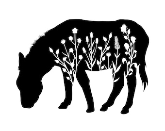 Floral Donkey Decal | Vinyl Car Decal | Window Decal | Laptop Decal | Vinyl Sticker