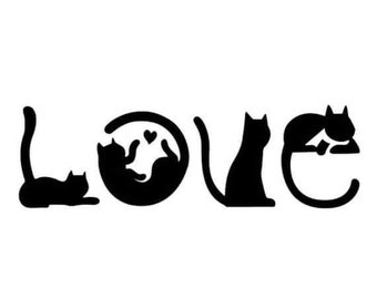 Love Cat Decal | Vinyl Car Decal | Window Decal | Laptop decal | Vinyl Sticker