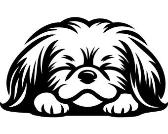 Sleeping Pekingese Dog Decal | Vinyl Car Decal | Window Decal | Laptop Decal | Vinyl Sticker
