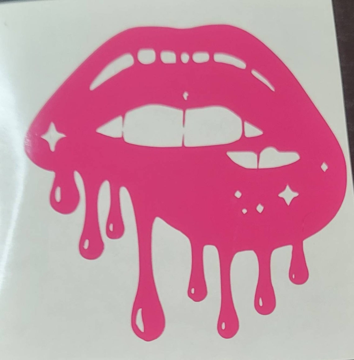 Dripping Lip Bite Decal Vinyl Car Decal Window Decal | Etsy