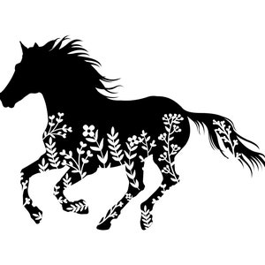 Floral Horse Decal | Vinyl Car Decal | Window Decal | Laptop Decal | Vinyl Sticker