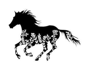 Floral Horse Decal | Vinyl Car Decal | Window Decal | Laptop Decal | Vinyl Sticker