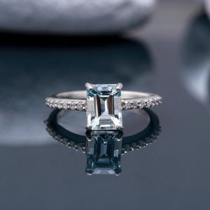 Dainty Aquamarine Ring, Stacking Ring, May Birthstone, Minimalist Aquamarine Ring, Gift for Her, Gemstone Ring, Promise Ring,