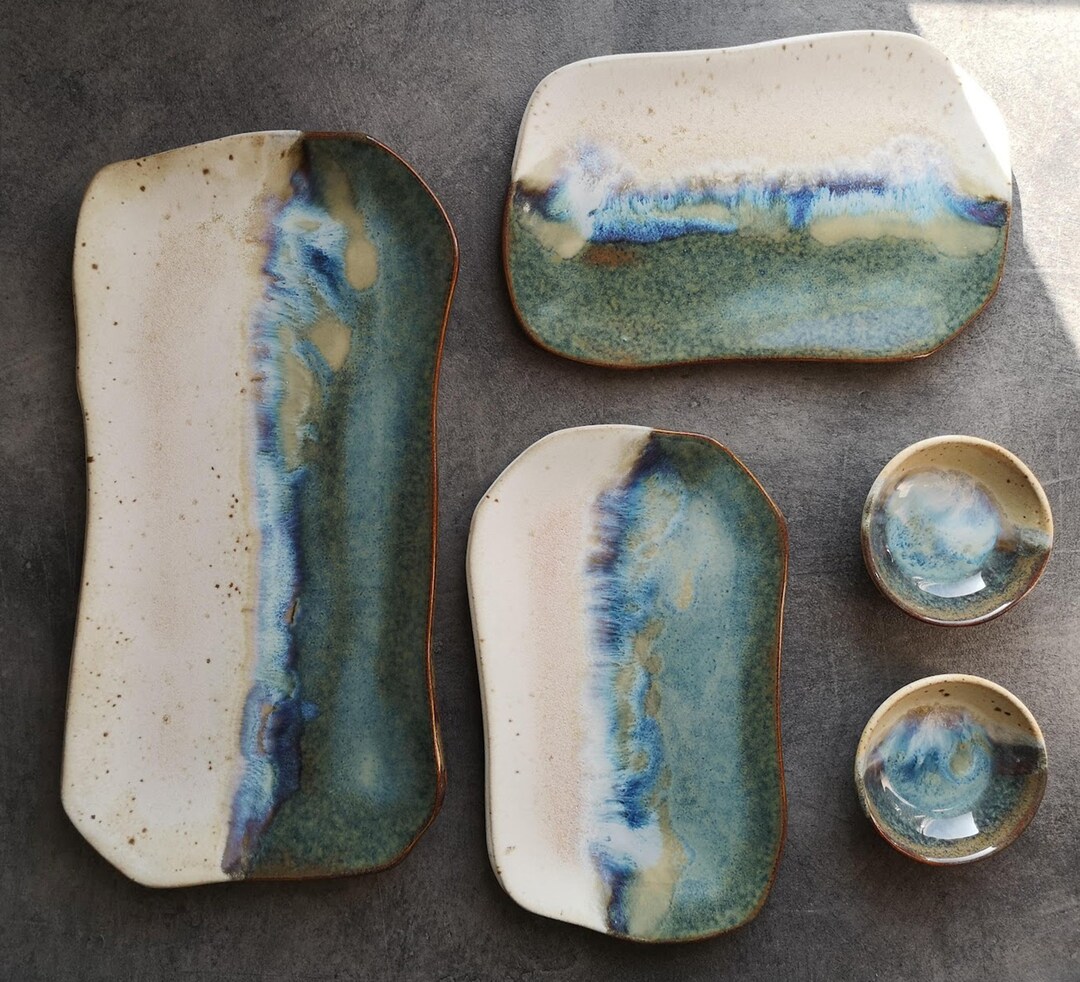 Sushi Set Ceramic Stoneware for Two Handmade Pottery Glossy Etsy