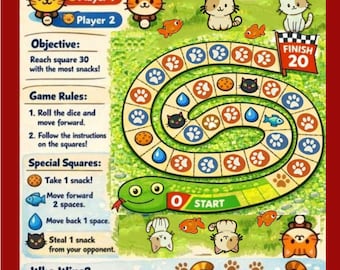 Crazy Cats Race Printable Board Game | Fun Cat Game for Kids | Family Game Night | Instant Download