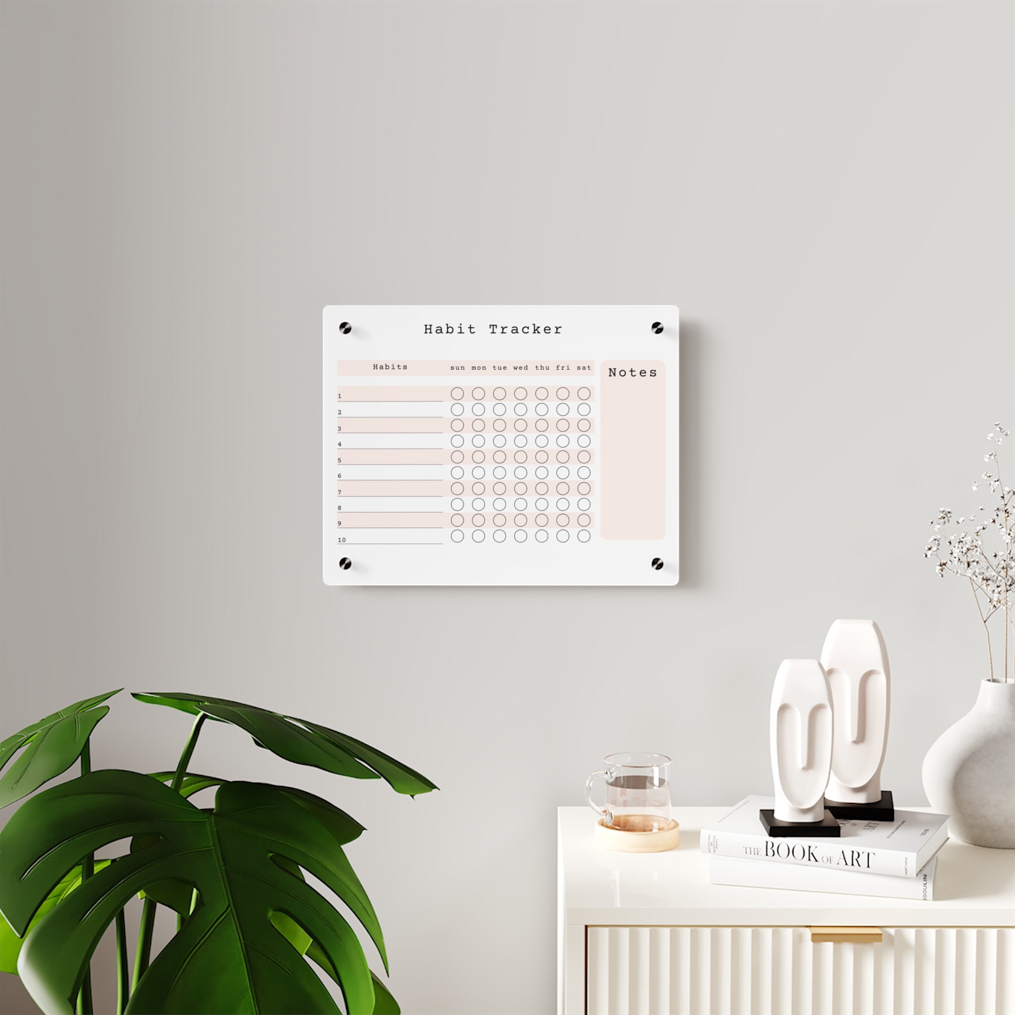 Habit Tracker for Wall Progress Monitoring Dry Erase Board for Office ...