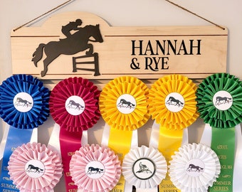 Horse show ribbon holder, ribbon display, equestrian ribbon wall hanging, awards holder