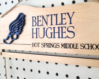 Personalized Track Ribbon Holder: Engraved Wall Hanging