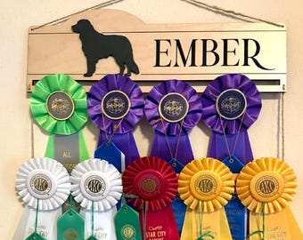Personalized Dog Show Ribbon Holder: Engraved Wall Hanging Display
