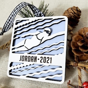 Personalized swim ornament, swim team gift, swim coach gift, swimmer ornament