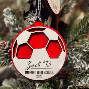 Personalized Laser Cut Wood Soccer Ornament, Team Gift